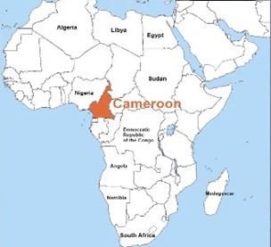 This is an image of a map of Cameroon.